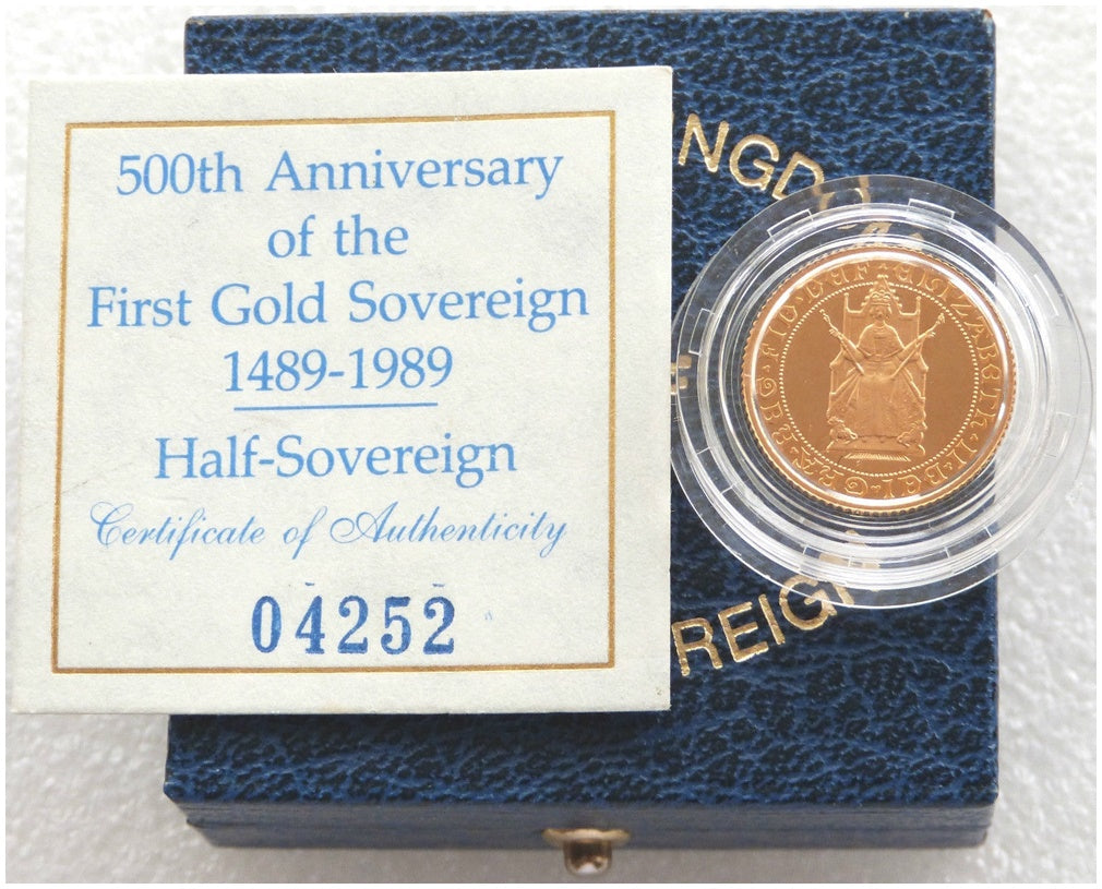 1989 Tudor Rose Half Sovereign Gold Proof Coin Box Coa
