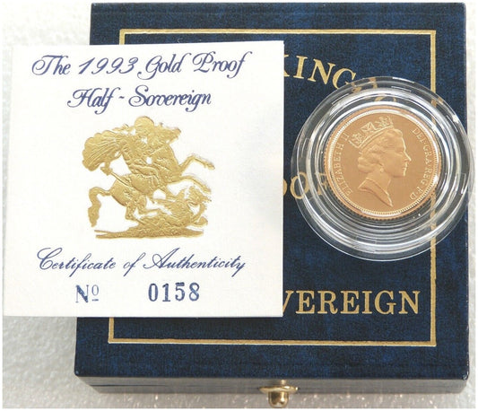 1993 St George and the Dragon Half Sovereign Gold Proof Coin Box Coa