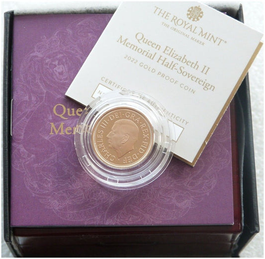 2022 Memorial Half Sovereign Gold Proof Coin Box Coa