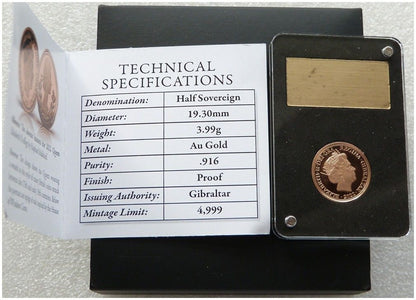 2022 Gibraltar Platinum Jubilee Half Sovereign Gold Proof Coin Box Coa