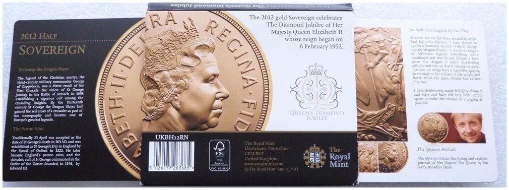 2012 Diamond Jubilee Half Sovereign Gold Coin Mint Pack