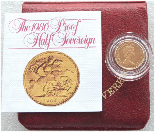 1980 St George and the Dragon Half Sovereign Gold Proof Coin Box Coa