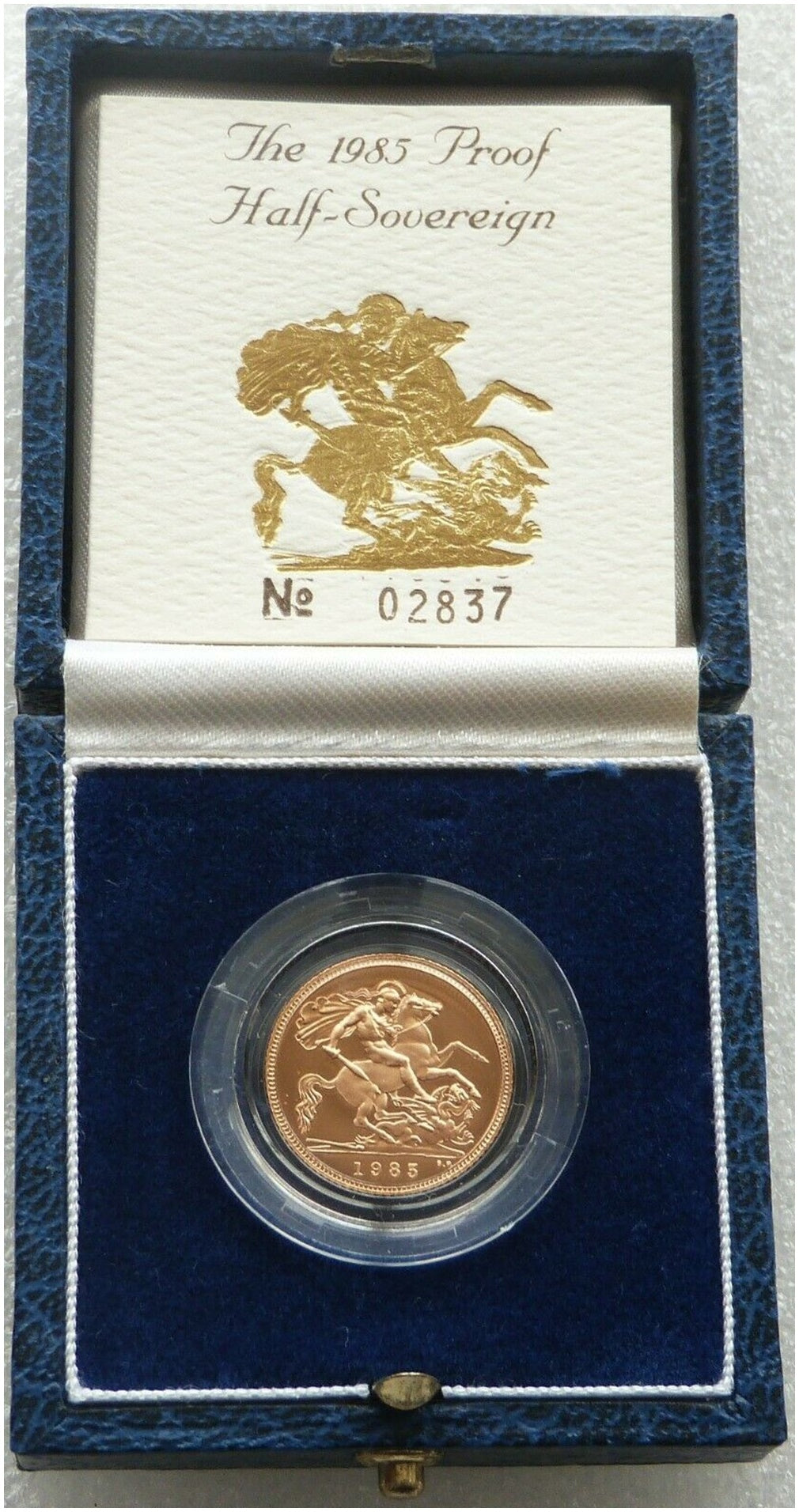 1985 St George and the Dragon Half Sovereign Gold Proof Coin Box Coa