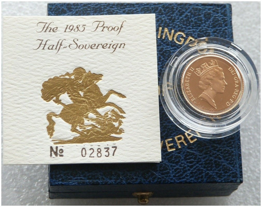 1985 St George and the Dragon Half Sovereign Gold Proof Coin Box Coa