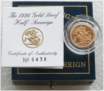 1996 St George and the Dragon Half Sovereign Gold Proof Coin Box Coa