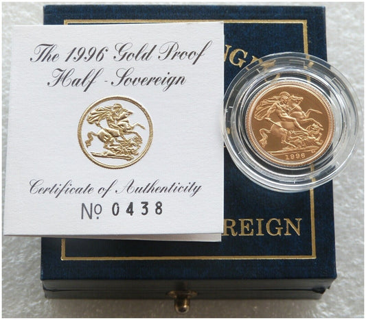 1996 St George and the Dragon Half Sovereign Gold Proof Coin Box Coa