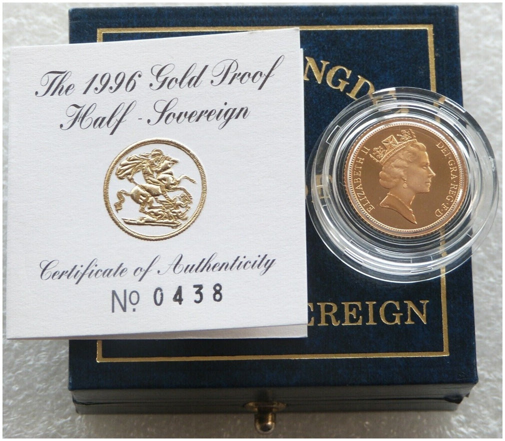 1996 St George and the Dragon Half Sovereign Gold Proof Coin Box Coa
