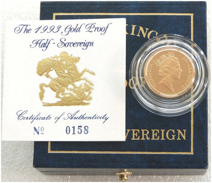 1993 St George and the Dragon Half Sovereign Gold Proof Coin Box Coa