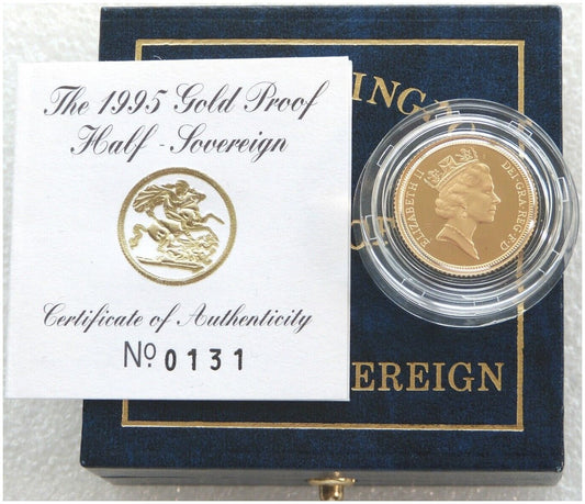 1995 St George and the Dragon Half Sovereign Gold Proof Coin Box Coa