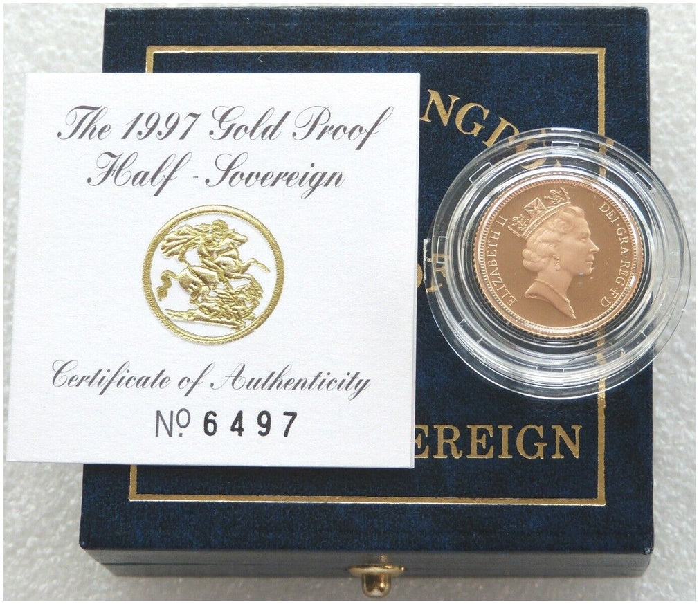 1997 St George and the Dragon Half Sovereign Gold Proof Coin Box Coa