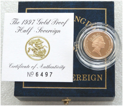 1997 St George and the Dragon Half Sovereign Gold Proof Coin Box Coa