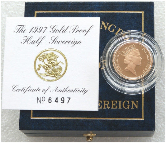 1997 St George and the Dragon Half Sovereign Gold Proof Coin Box Coa