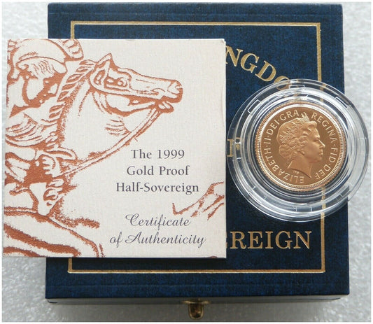 1999 St George and the Dragon Half Sovereign Gold Proof Coin Box Coa