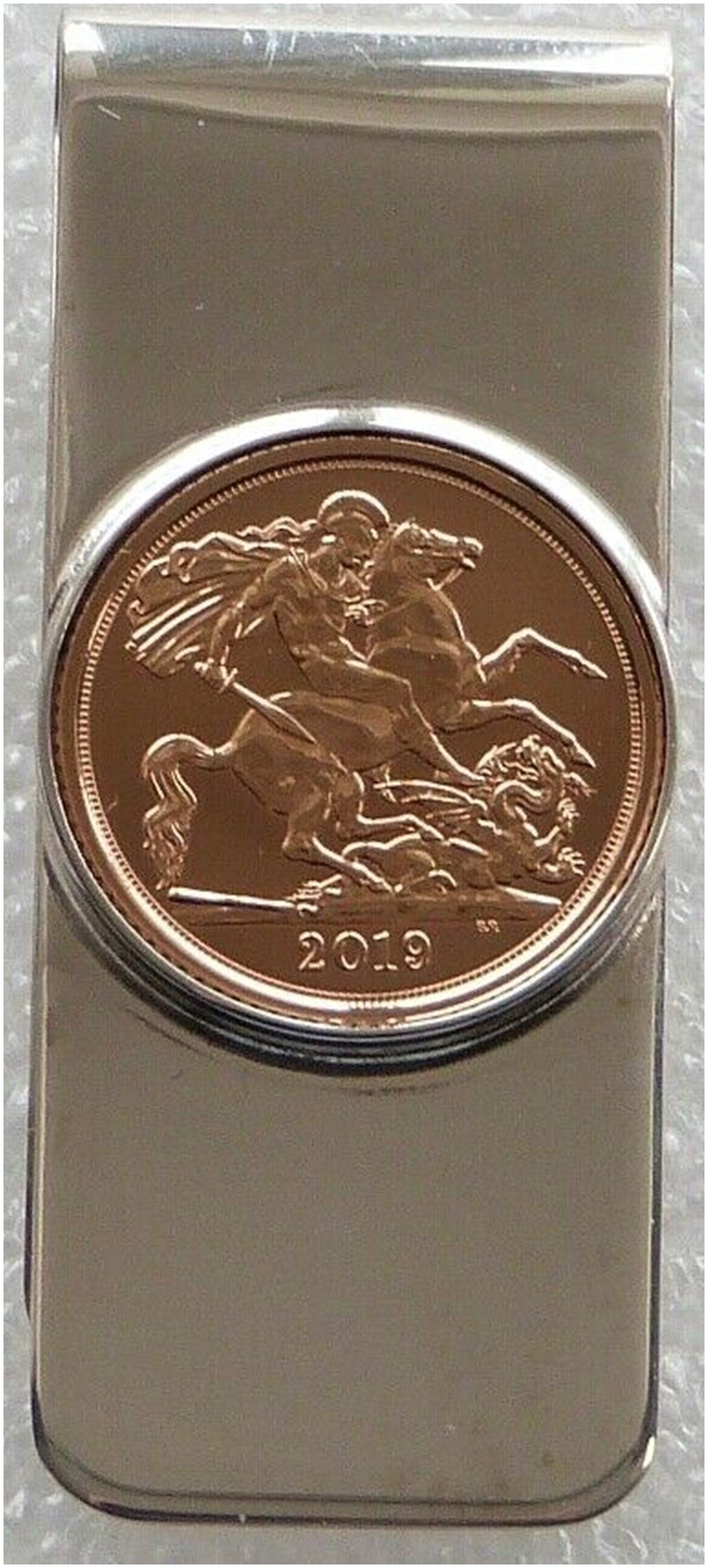 2019 St George and the Dragon Half Sovereign Gold Coin Sterling Silver Money Clip