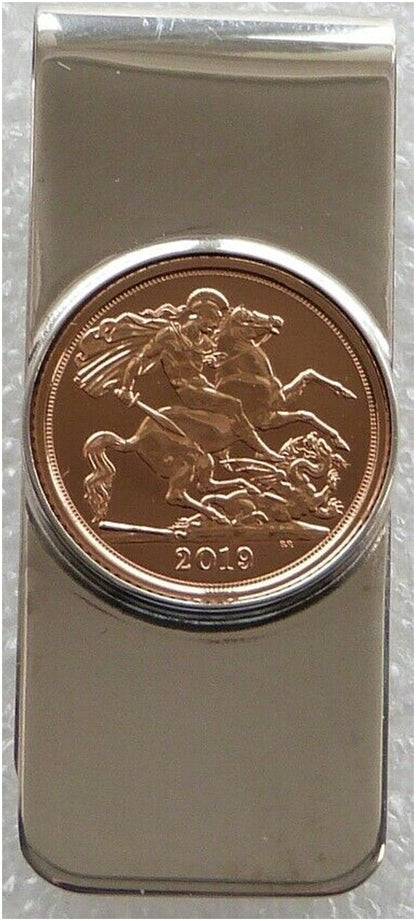 2019 St George and the Dragon Half Sovereign Gold Coin Sterling Silver Money Clip