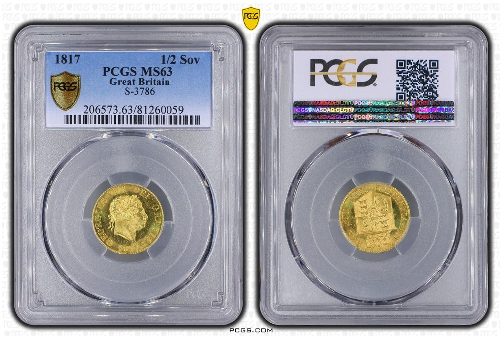 1817 George III Crowned Shield Half Sovereign Gold Coin PCGS MS63