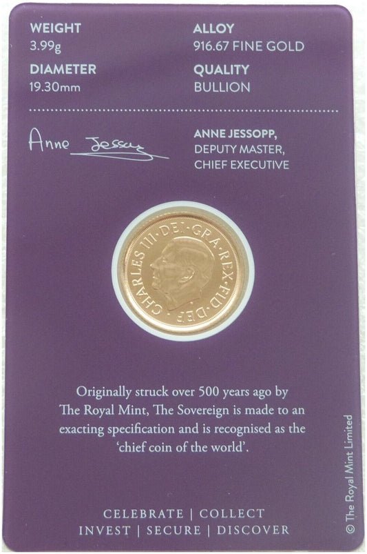 2022 Memorial Half Sovereign Gold Coin Mint Card