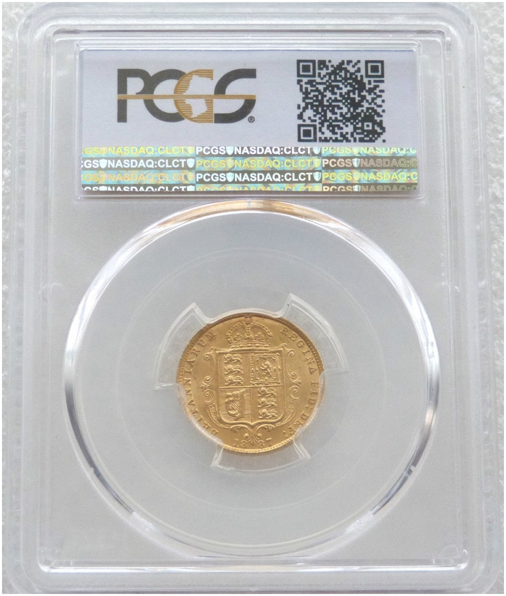 1887 Victoria Shield Half Sovereign Gold Coin PCGS MS65+