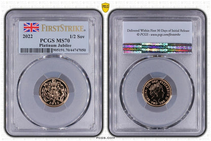 2022 Platinum Jubilee Half Sovereign Gold Coin PCGS MS70 First Strike - Pop 1