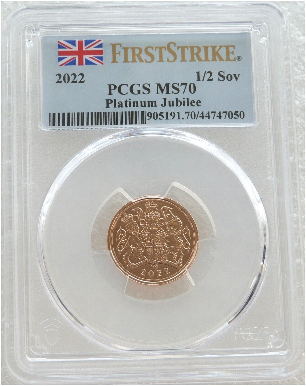 2022 Platinum Jubilee Half Sovereign Gold Coin PCGS MS70 First Strike - Pop 1