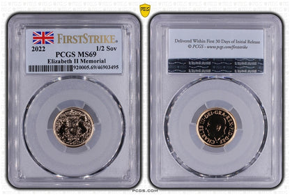 2022 Memorial Half Sovereign Gold Coin PCGS MS69 First Strike
