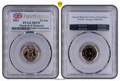 2022 Memorial Half Sovereign Gold Coin PCGS MS70 First Strike