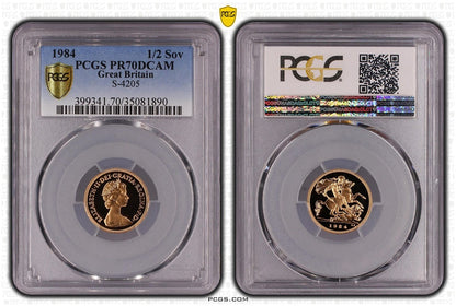 1984 St George and the Dragon Half Sovereign Gold Proof Coin PCGS PR70 DCAM