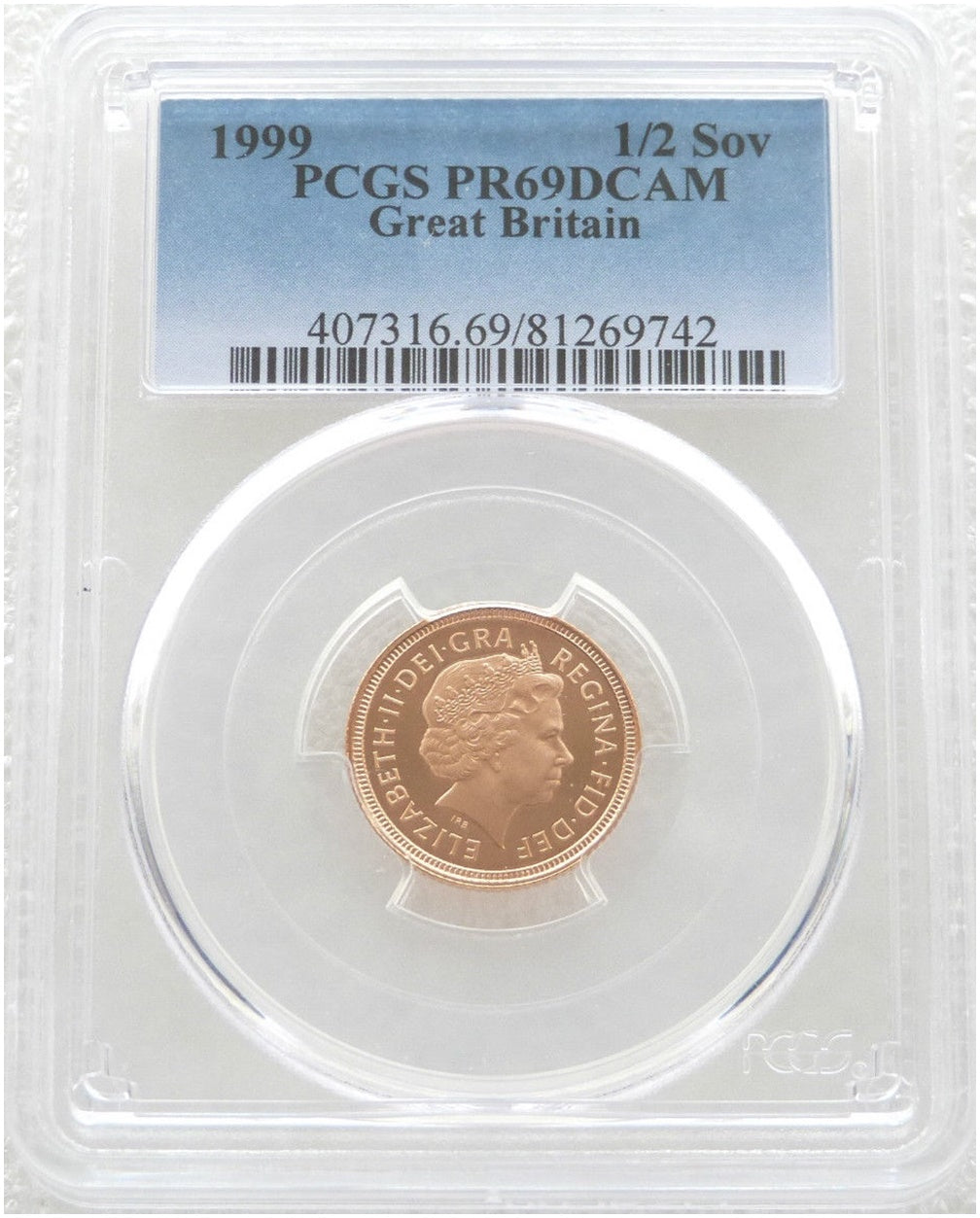 1999 St George and the Dragon Half Sovereign Gold Proof Coin PCGS PR69 DCAM