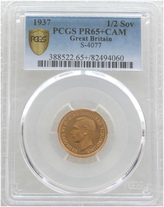 1937 George VI Coronation Half Sovereign Gold Proof Coin PCGS PR65+ CAM