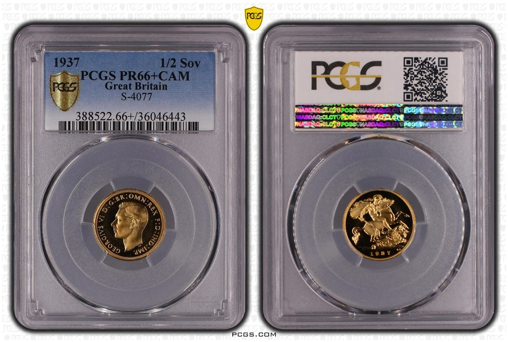 1937 George VI Coronation Half Sovereign Gold Proof Coin PCGS PR66+ CAM