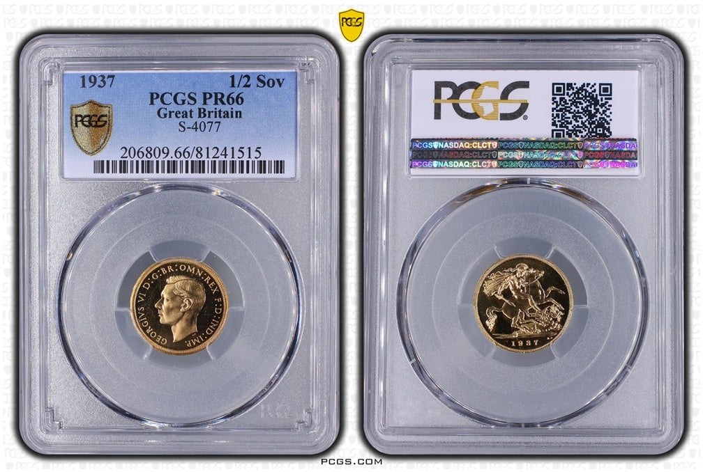 1937 George VI Coronation Half Sovereign Gold Proof Coin PCGS PR66
