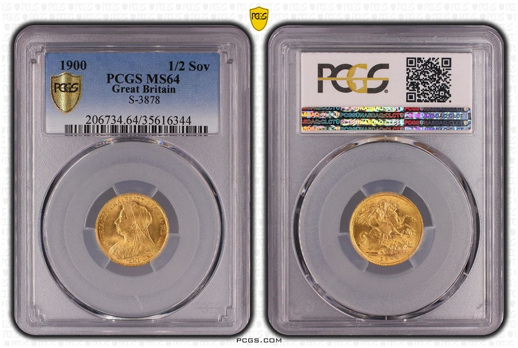 1900 Victoria Half Sovereign Gold Coin PCGS MS64